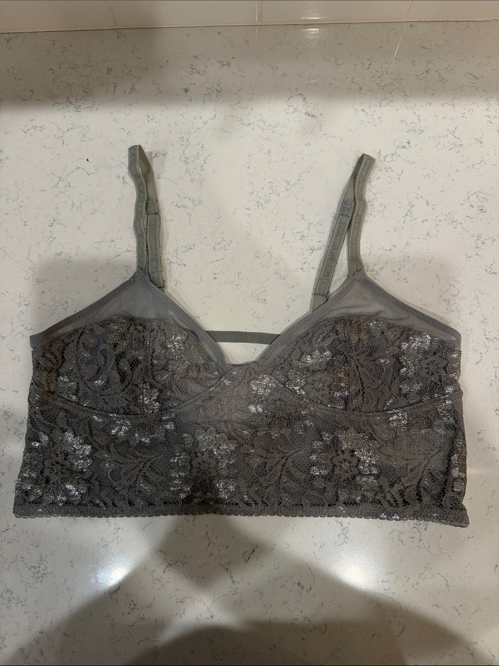 Kimchi Blue Silver Gray Lace Bralette Size L